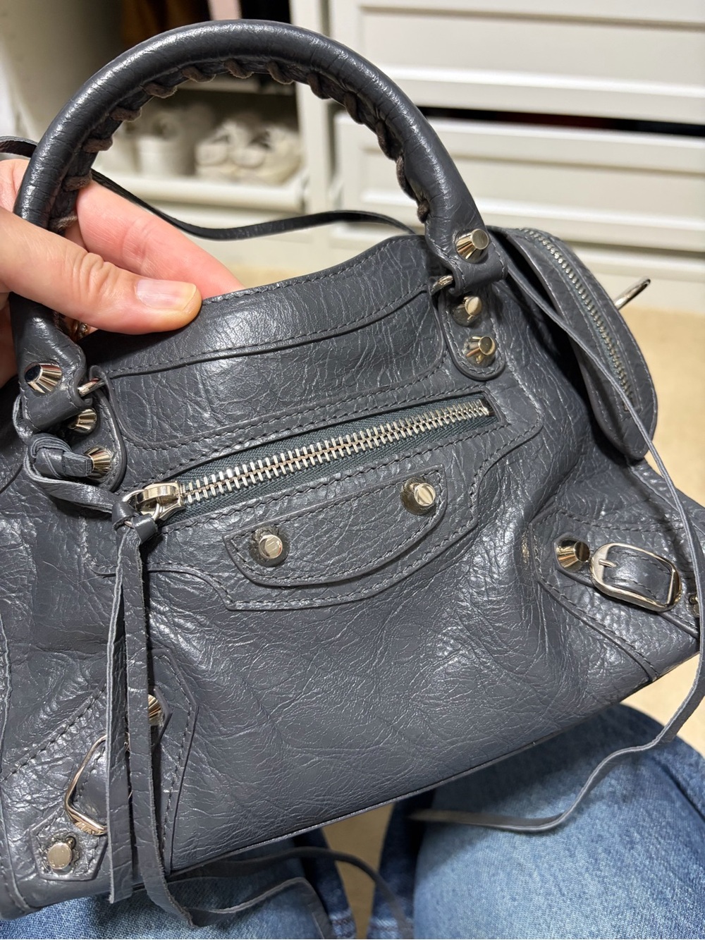 Balenciaga Classic City Mini Leather Satchel in Dark Gray - Picture 3 of 8
